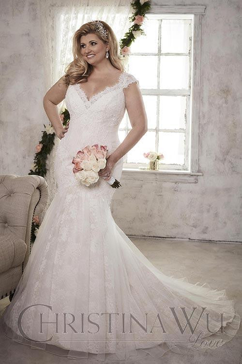 Lace Plus size wedding Dress lace mermaid trumpet ball gown