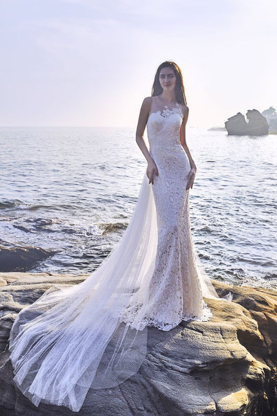 lace beach wedding dress Chic Bohemian look chiffon satin – Bela Bridal Brass & RoeTali Knee vintage brautkleid ivory spitze hochzeitskleid neck Summer Beach Wedding Size:US 4.5