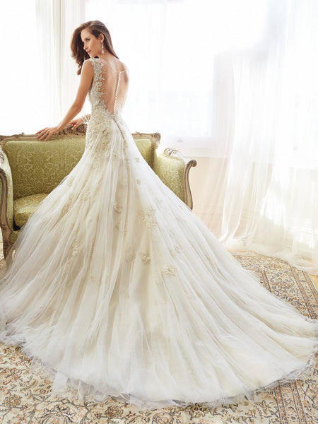 Sophia Tolli satin Wedding Dress tulle lace A-line trumpet. – Bela Bridal