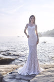 Chic Bohemian beach look lace chiffon satin wedding dress