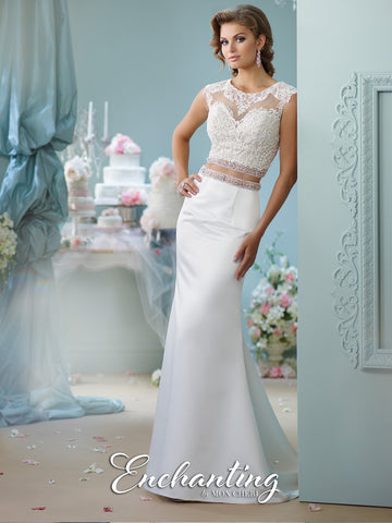 2016 Enchanting Two-Pieces Satin Wedding Gown Collection By Mon Cheri