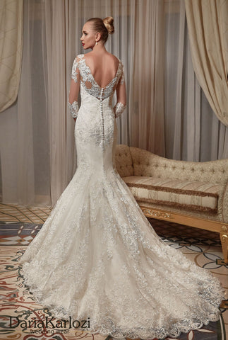 trumpet/mermaid wedding dress with sleeves Missacc Ivory Bride Trumpet/Mermaid Strapless Long Sleeves Satin Wedding Dresses With Lace