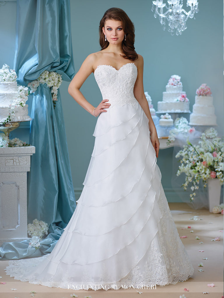 Designer chiffon A-line ball gown wedding dress