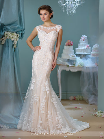 Designer lace fit & flare wedding dress
