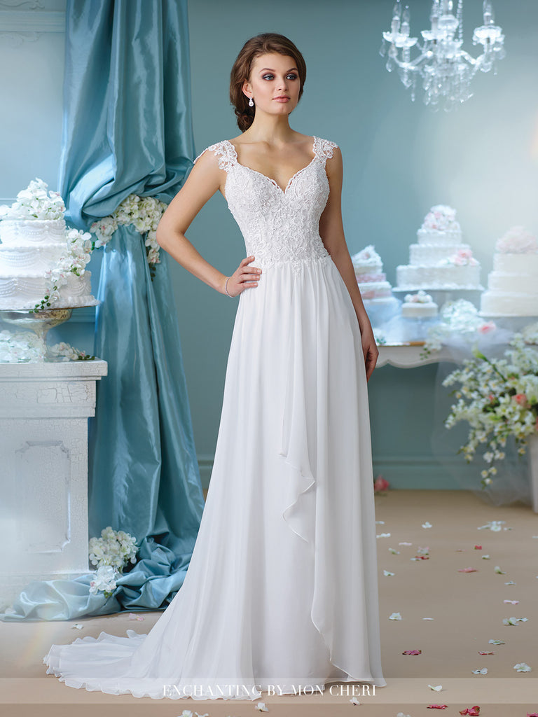 Designer lace chiffon satin tulle A-line ball gown wedding dress
