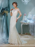 Designer lace long sleeve wedding dress