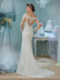 Designer lace long sleeve wedding dress