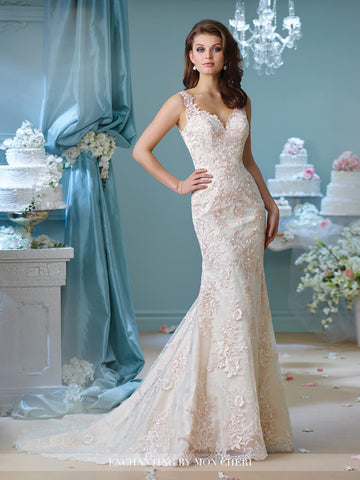 Designer lace fit & flare wedding dress