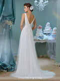 Designer lace tulle A-line ball gown wedding dress