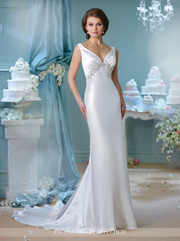 Designer lace satin fit & flare wedding dress