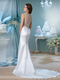 Designer lace satin fit & flare wedding dress