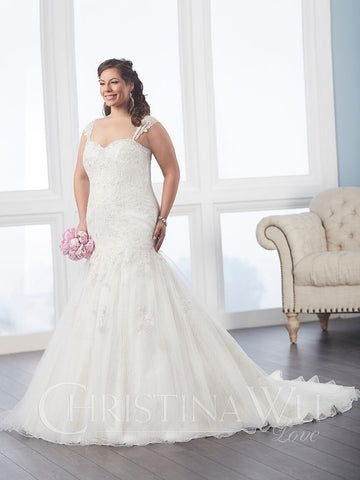 BEADED LACE Plus size trumpet wedding dress lace