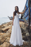 Chic Bohemian beach look lace chiffon satin  fit & flare wedding dress