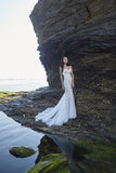 Chic Bohemian beach look lace chiffon satin wedding dress