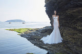 Chic Bohemian beach look lace chiffon satin wedding dress