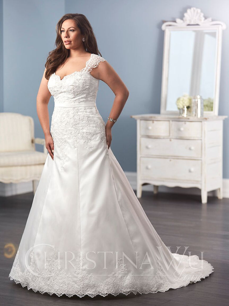 Satin wedding Dress lace  A-line ball gown