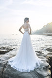Chic Bohemian beach look lace chiffon satin A-line wedding dress