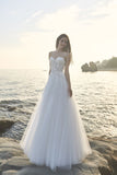 Chic Bohemian beach look lace chiffon satin A-line wedding dress