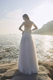 Chic Bohemian beach look lace chiffon satin A-line wedding dress