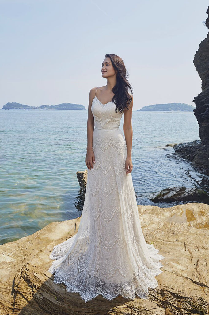 bohemian ball dress Bohemian Tulle V-neck A Line Prom Evening Dress With Appliques and Ruffles