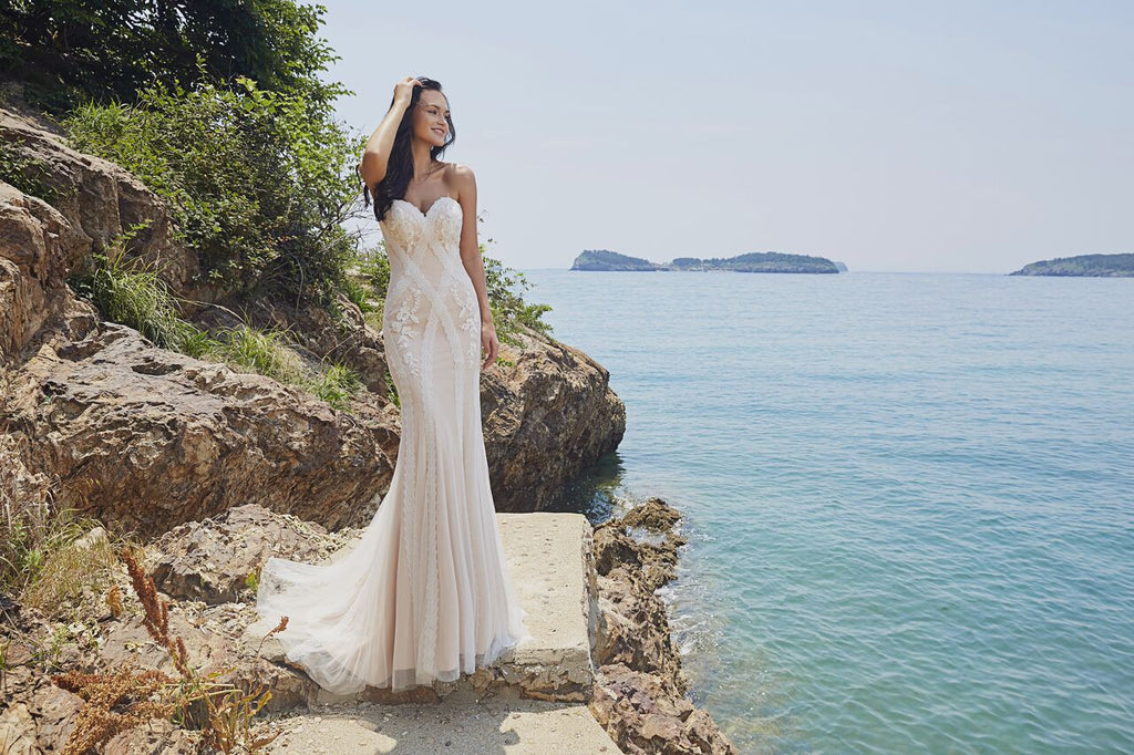 Chic Bohemian beach look lace chiffon satin wedding dress Bela Bridal Chic Bohemian beach look lace chiffon satin wedding dress Bela Bridal
