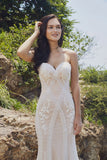 Chic Bohemian beach look lace chiffon satin wedding dress