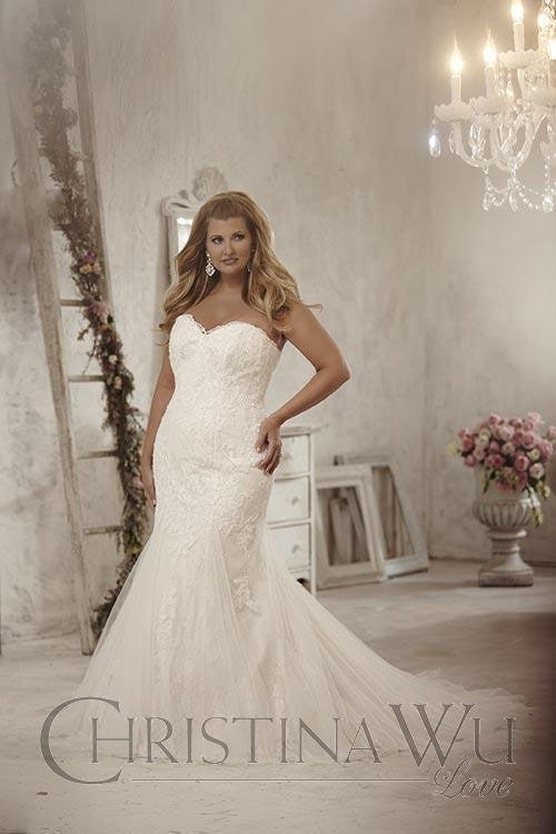 Lace Plus size wedding dress lace mermaid trumpet gown