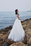 Chic Bohemian look beach lace chiffon satin A-line wedding dress