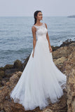 Chic Bohemian look beach lace chiffon satin A-line wedding dress