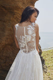 Designer Chic Bohemian beach look lace chiffon satin  wedding dress