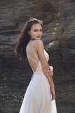 Chic Bohemian look beach lace chiffon satin A-line Wedding dress