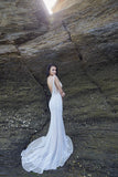 Chic Bohemian beach look lace chiffon satin wedding dress