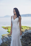 Chic Bohemian beach look lace chiffon satin wedding dress