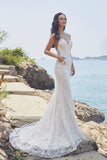 Chic Bohemian beach look lace satin wedding dress