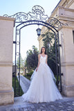 Chic Bohemian beach look lace chiffon satin A-line ball gown wedding dress