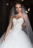Lace BEADED tulle princess ball gown lace A-Line wedding dress..