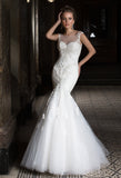 Lace tulle BEADED MERMAID wedding dress..