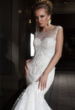 Lace tulle BEADED MERMAID wedding dress..