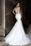 Lace tulle BEADED MERMAID wedding dress..