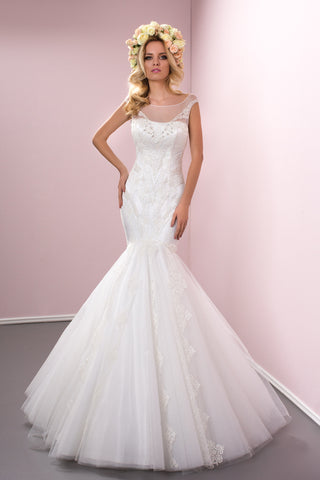 Designer lace mermaid wedding dress..