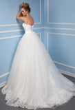 Lace tulle strapless princess ball gown lace A-Line wedding dress..