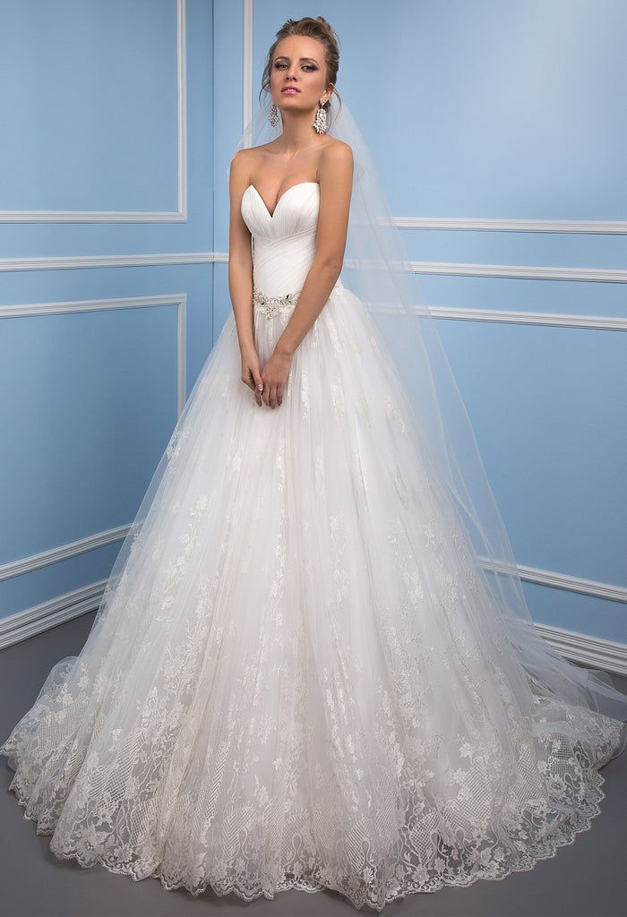 Lace satin strapless princess ball gow lace A-Line wedding dress.. Bela Bridal Lace satin strapless princess ball gow lace A-Line wedding dress.. Bela Bridal