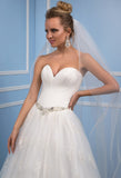 Lace satin strapless princess ball gow lace A-Line wedding dress..