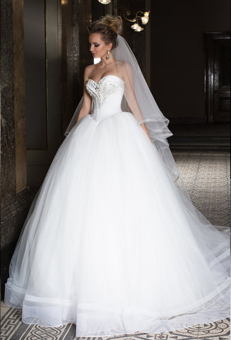 Lace tulle princess ball gown lace A-Line wedding dress..