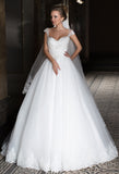 Lace tulle princess ball gown lace A-Line wedding dress..