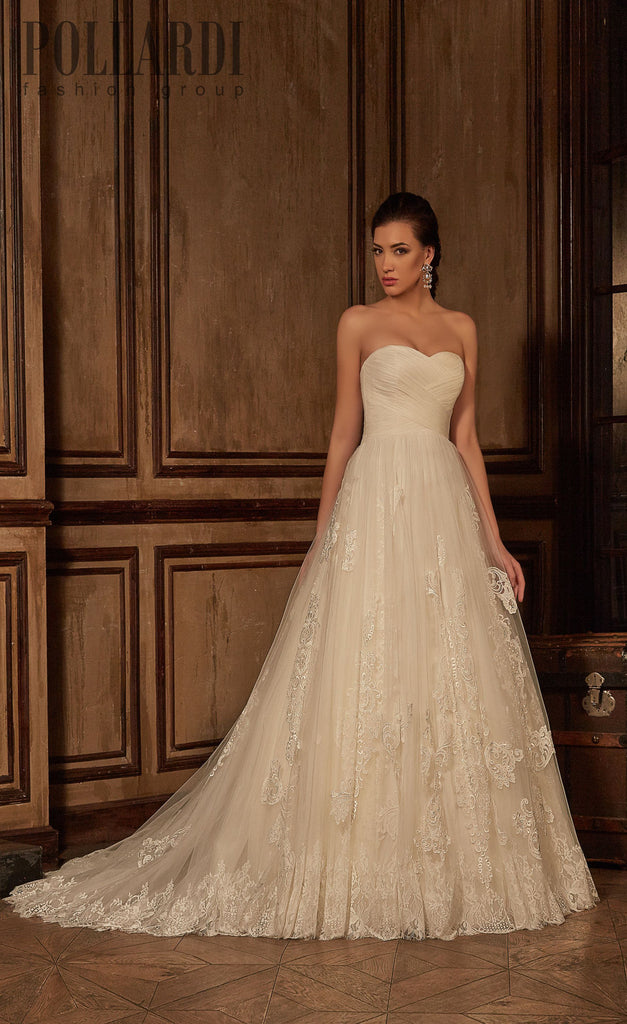 Beaded lace strapless ball gown A-Line Wedding Dress – Bela Bridal