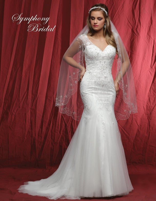 Lace beaded mermaid gown wedding dress