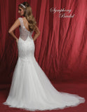 Lace beaded mermaid gown wedding dress