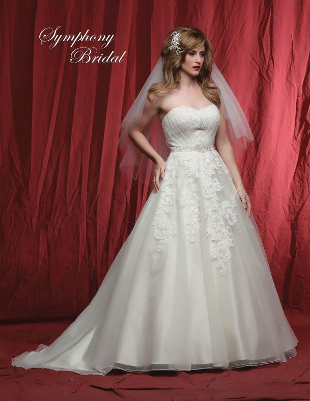 Lace beaded A-line ball gown wedding dress