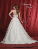 Lace beaded A-line ball gown wedding dress
